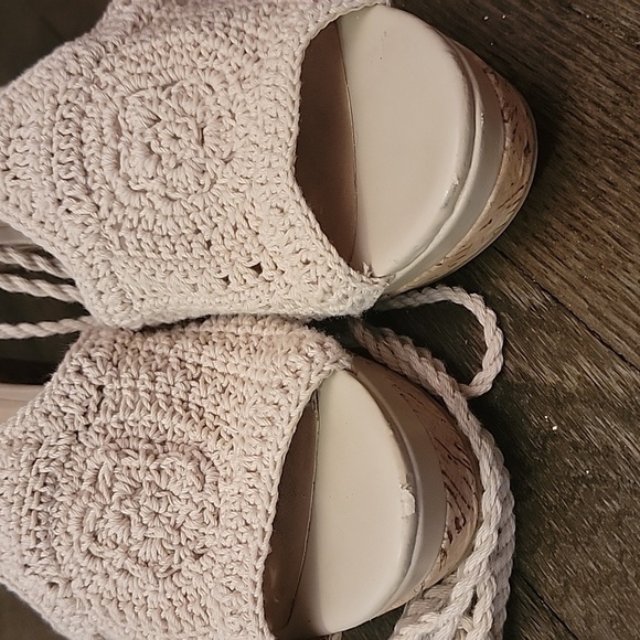 💥MODA SPANA cork wedge heel strappy embroidery Sz 9.5 - Picture 6 of 7